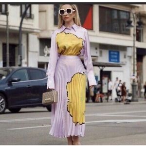 🎉BLOGGERS FAV!🎉 Zara Womens Lavender Floral Blouse Size Medium